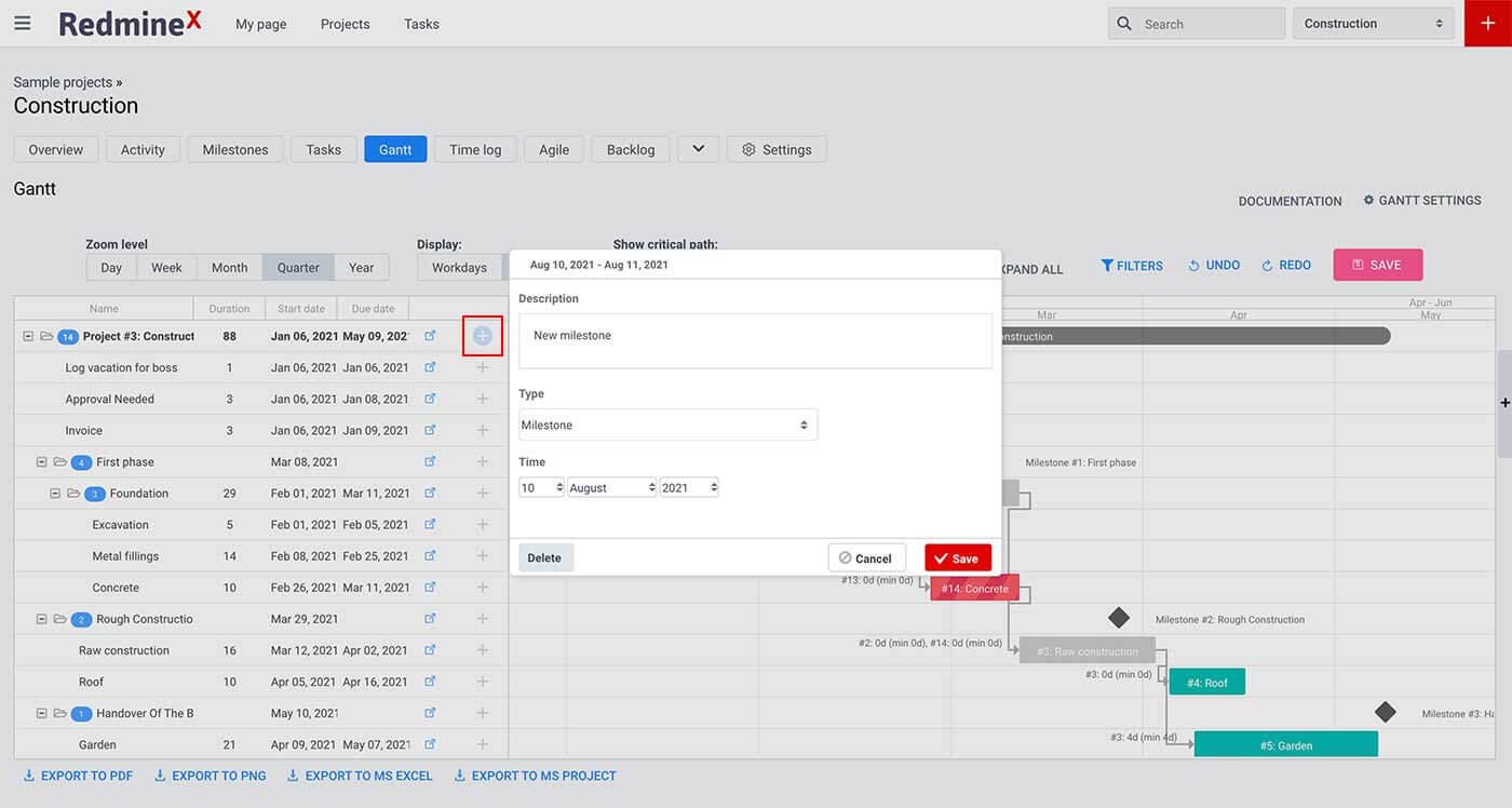 Gantt Milestone
